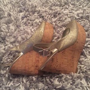 Guess Glitter Gold Wedge Heel